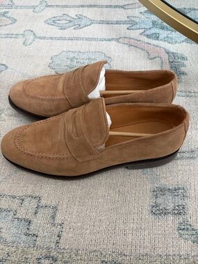 Peter Millar MadisonSuede Penny Loafers in Tan